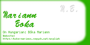 mariann boka business card