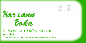 mariann boka business card